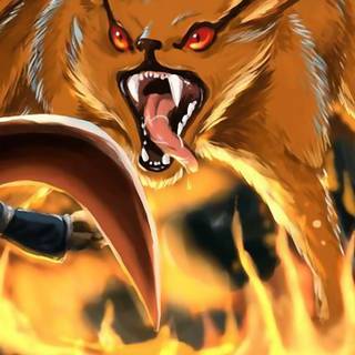 Naruto and Nine Tailed Fox wallpaper