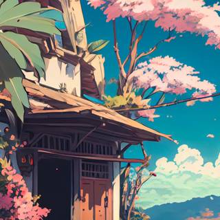 Aesthetic anime scenery phone wallpaper