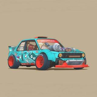 Cartoon car phone wallpaper