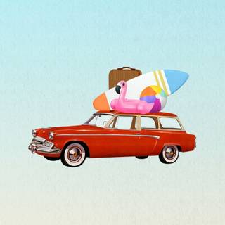 Cartoon car phone wallpaper