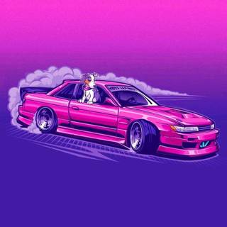 Cartoon car phone wallpaper