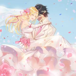 Kissing anime wedding wallpaper