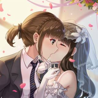 Kissing anime wedding wallpaper