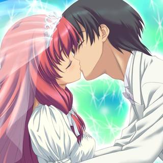 Kissing anime wedding wallpaper