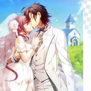 Kissing anime wedding wallpaper