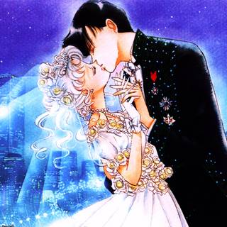 Kissing anime wedding wallpaper