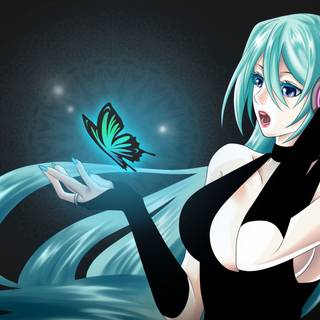 Blue butterfly girl wallpaper