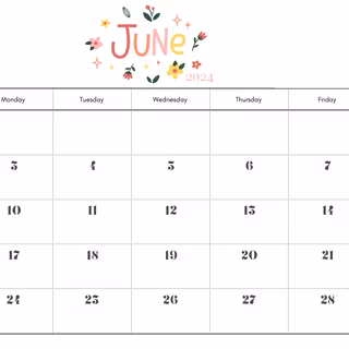 June 2024 calendar wallpaper