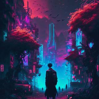 Neon dystopian wallpaper