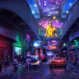 Neon dystopian wallpaper