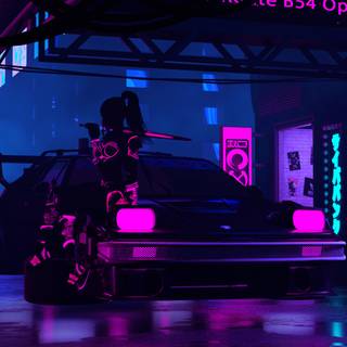 Neon dystopian wallpaper