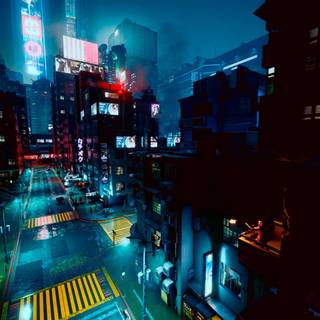 Neon dystopian wallpaper