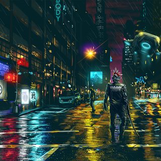 Neon dystopian wallpaper