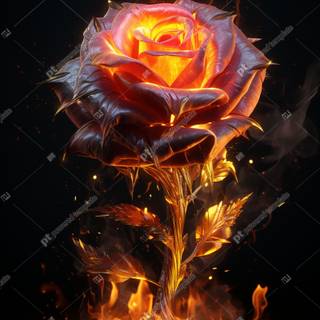 Flaming rose wallpaper
