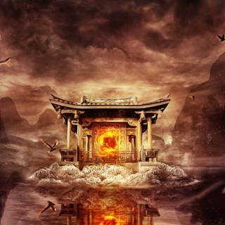 Asian temple wallpaper