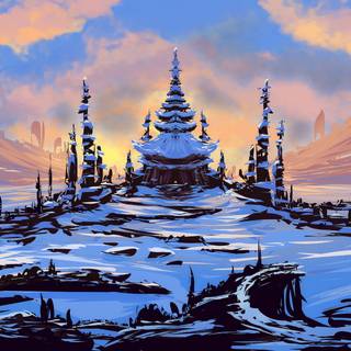 Asian temple wallpaper