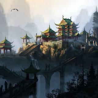 Asian temple wallpaper