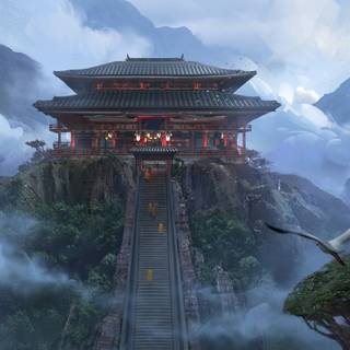 Asian temple wallpaper