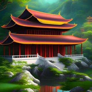 Asian temple wallpaper