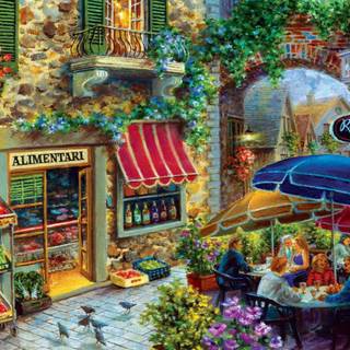 Italian cafe wallpaper