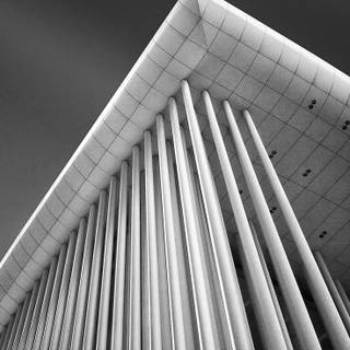 Black and white building wallpaper