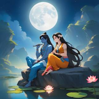 Radha Krishna AI wallpaper