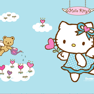 Light blue Hello Kitty wallpaper