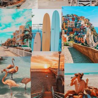 Summer aesthetic beach collage wallpaper