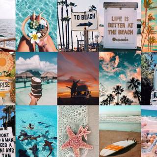 Summer aesthetic beach collage wallpaper
