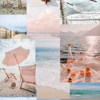 Summer aesthetic beach collage wallpaper