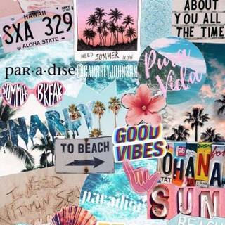 Summer aesthetic beach collage wallpaper