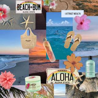 Summer aesthetic beach collage wallpaper