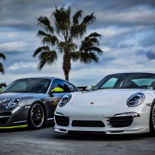 Porsche black and white wallpaper