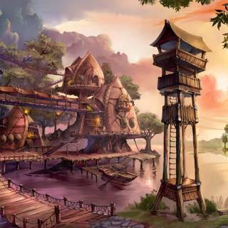 Cartoon landscape 4k wallpaper