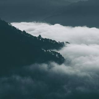 Foggy mountain 4k wallpaper