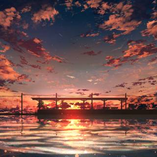 Sunset 4k anime wallpaper