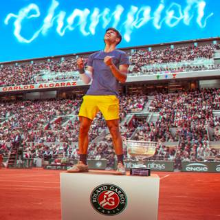 Carlos Alcaraz Roland Garros Champion 2024 wallpaper