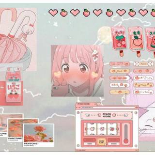 Pink anime aesthetic laptop wallpaper