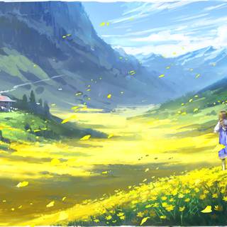 Yellow anime PC wallpaper