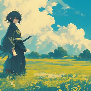 Yellow anime PC wallpaper