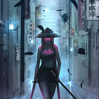 Samurai girl iPhone wallpaper