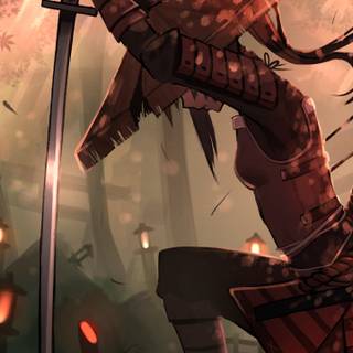 Samurai girl iPhone wallpaper