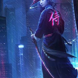 Samurai girl iPhone wallpaper