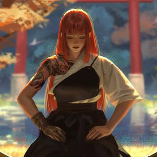 Samurai girl iPhone wallpaper