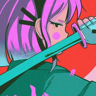 Samurai girl iPhone wallpaper