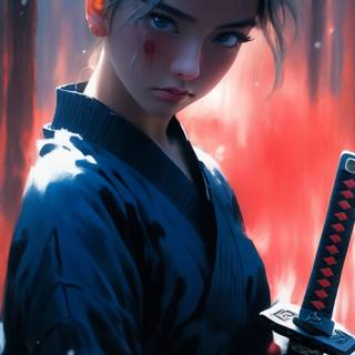 Samurai girl iPhone wallpaper