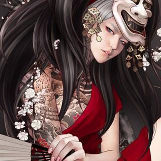 Samurai girl iPhone wallpaper
