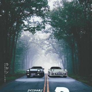 Aesthetic Initial D iPhone wallpaper