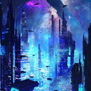 Futuristic city iPhone wallpaper
