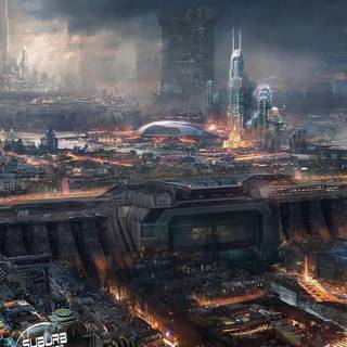 Futuristic city iPhone wallpaper